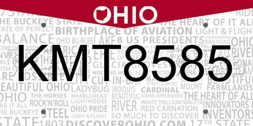 KMT8585 Ohio License Plate