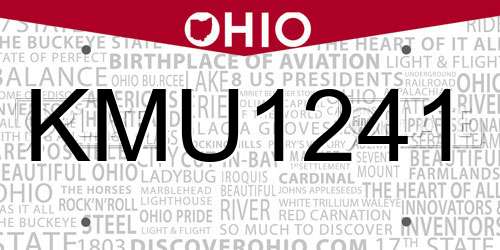 KMU1241 Ohio License Plate