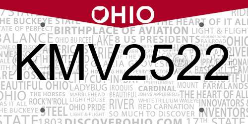 KMV2522 Ohio License Plate