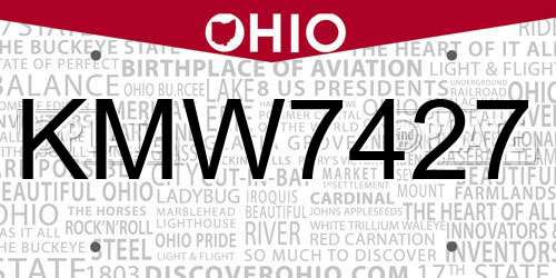 KMW7427 Ohio License Plate