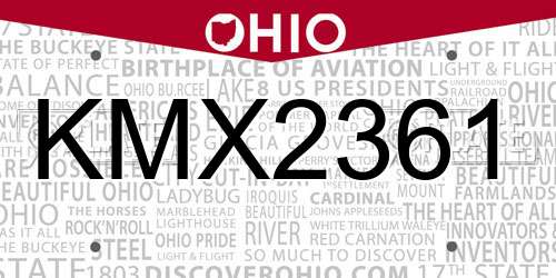 KMX2361 Ohio License Plate