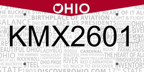 KMX2601 Ohio License Plate