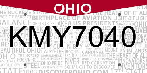 KMY7040 Ohio License Plate