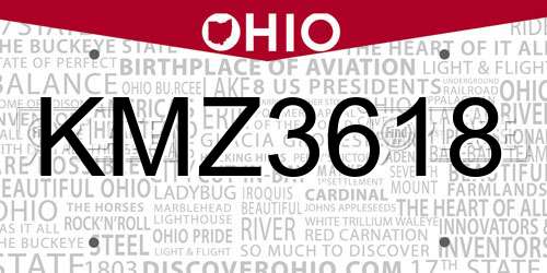 KMZ3618 Ohio License Plate