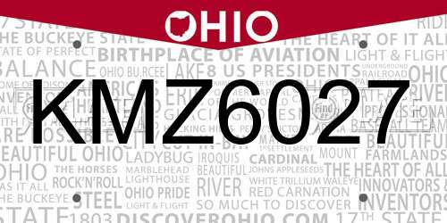 KMZ6027 Ohio License Plate