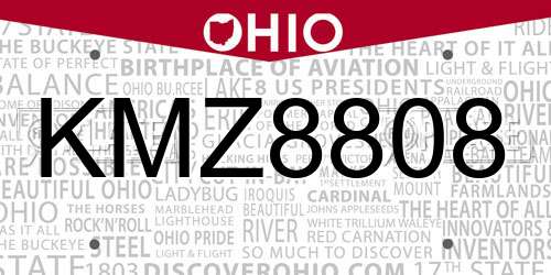 KMZ8808 Ohio License Plate
