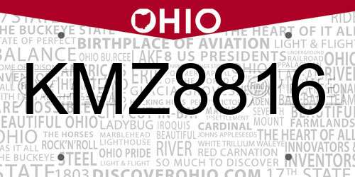 KMZ8816 Ohio License Plate