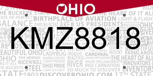 KMZ8818 Ohio License Plate