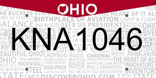 KNA1046 Ohio License Plate
