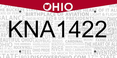 KNA1422 Ohio License Plate