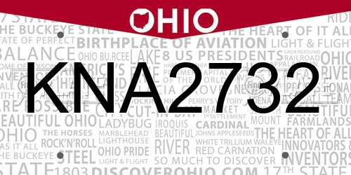 KNA2732 Ohio License Plate