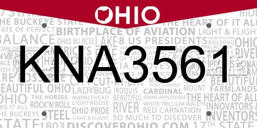 KNA3561 Ohio License Plate