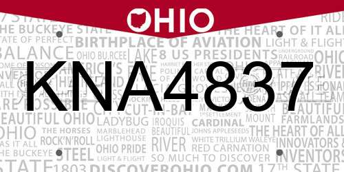 KNA4837 Ohio License Plate