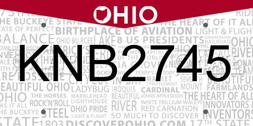 KNB2745 Ohio License Plate