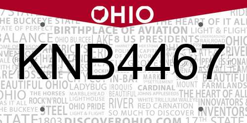 KNB4467 Ohio License Plate