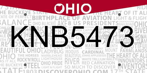 KNB5473 Ohio License Plate