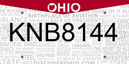 KNB8144 Ohio License Plate