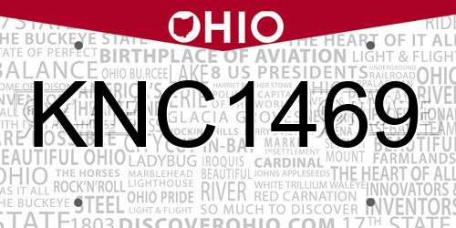 KNC1469 Ohio License Plate