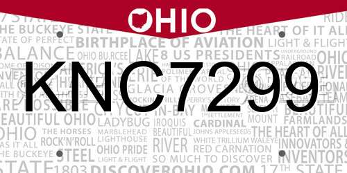 KNC7299 Ohio License Plate