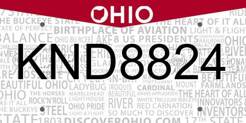 KND8824 Ohio License Plate