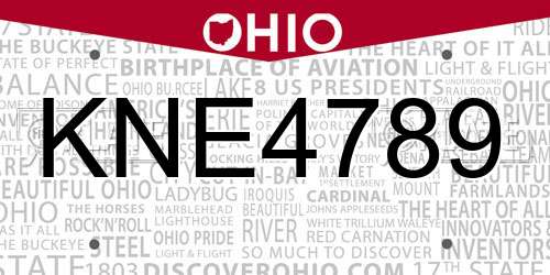 KNE4789 Ohio License Plate