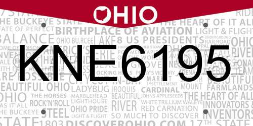 KNE6195 Ohio License Plate