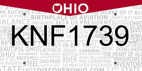 KNF1739 Ohio License Plate