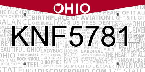 KNF5781 Ohio License Plate