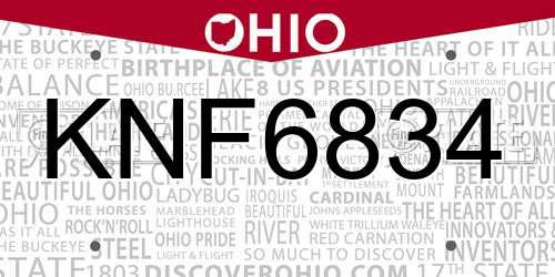 KNF6834 Ohio License Plate