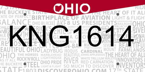 KNG1614 Ohio License Plate