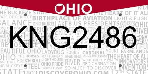 KNG2486 Ohio License Plate