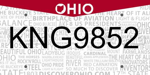 KNG9852 Ohio License Plate