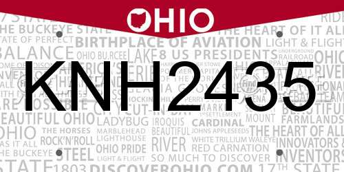 KNH2435 Ohio License Plate