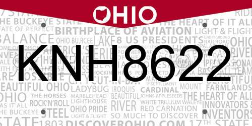 KNH8622 Ohio License Plate