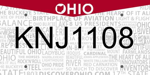 KNJ1108 Ohio License Plate