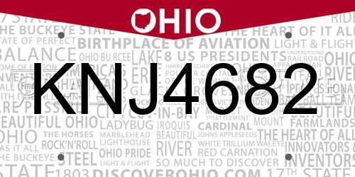 KNJ4682 Ohio License Plate