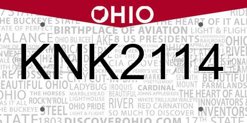 KNK2114 Ohio License Plate