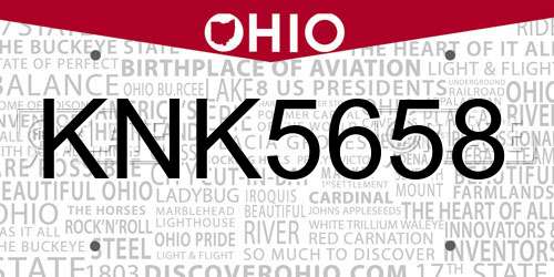 KNK5658 Ohio License Plate