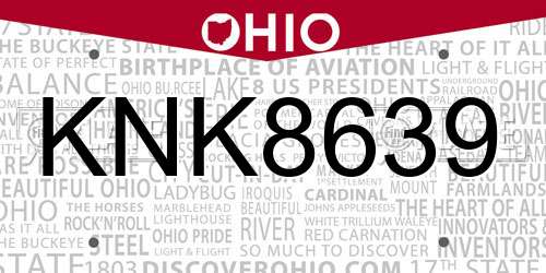 KNK8639 Ohio License Plate