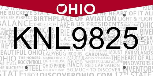 KNL9825 Ohio License Plate