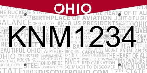 KNM1234 Ohio License Plate