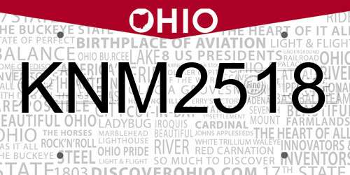 KNM2518 Ohio License Plate