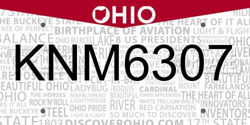 KNM6307 Ohio License Plate
