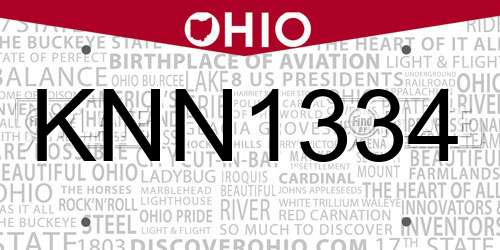KNN1334 Ohio License Plate