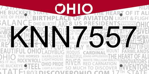 KNN7557 Ohio License Plate