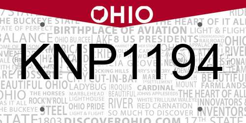 KNP1194 Ohio License Plate
