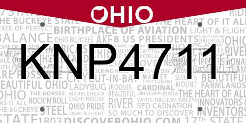 KNP4711 Ohio License Plate