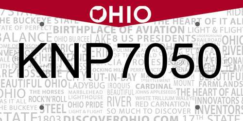 KNP7050 Ohio License Plate