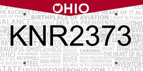 KNR2373 Ohio License Plate