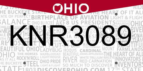 KNR3089 Ohio License Plate